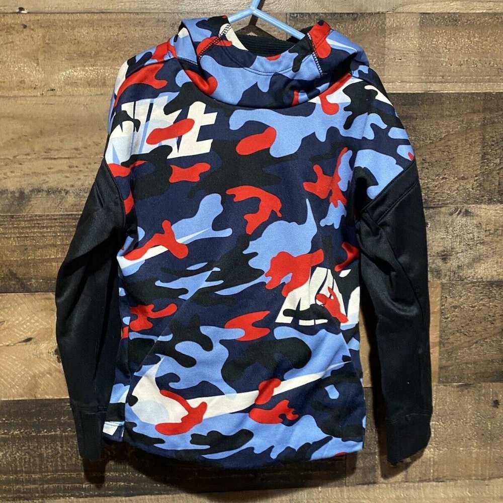 Nike Kids Camo XS Hoodie Boys Red Blue
